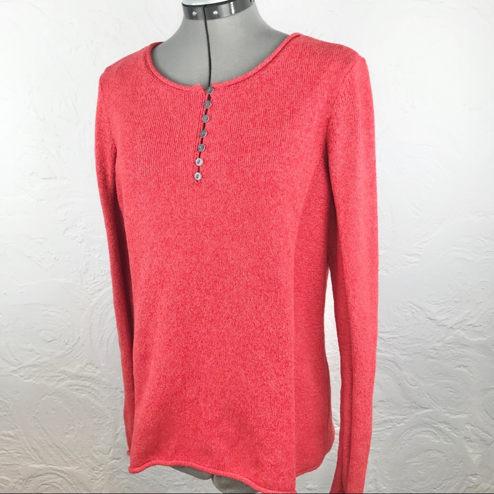 Sundance quarter button sherbet red knit sweater